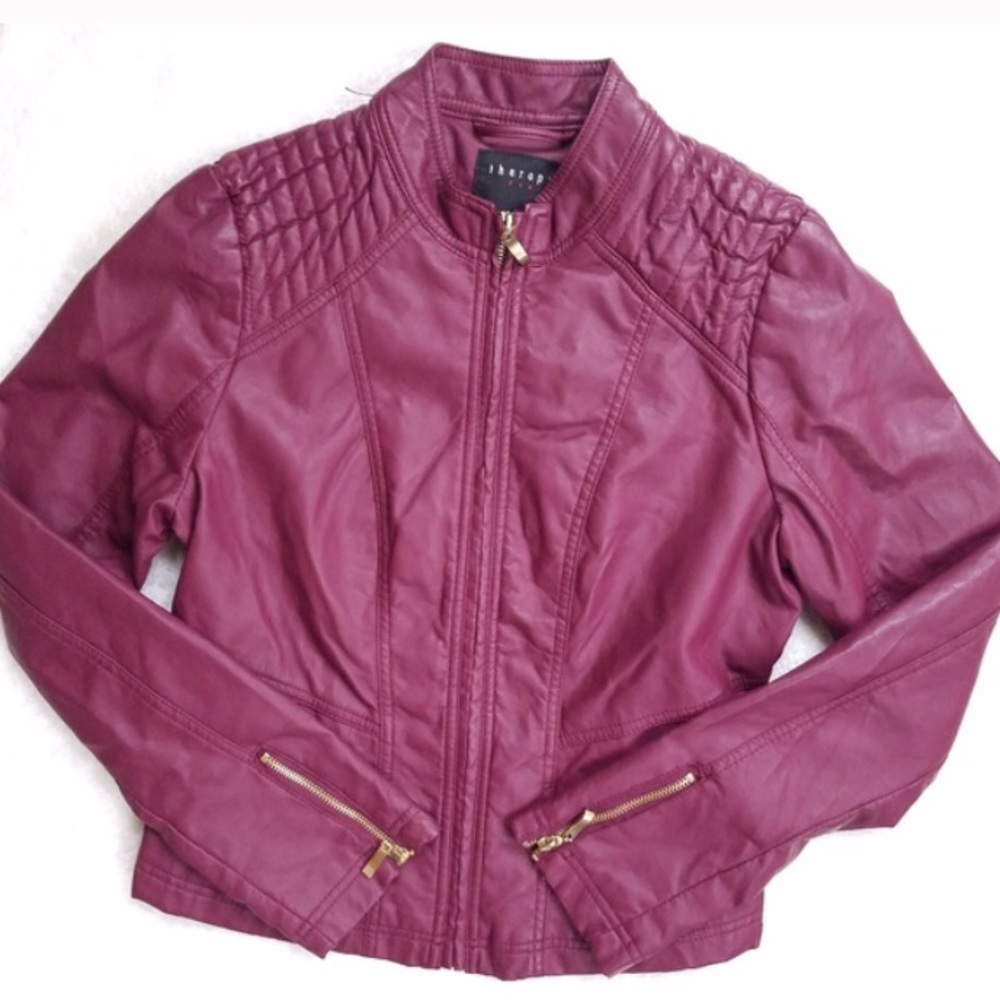 Therapy Burgundy Leather Jacket